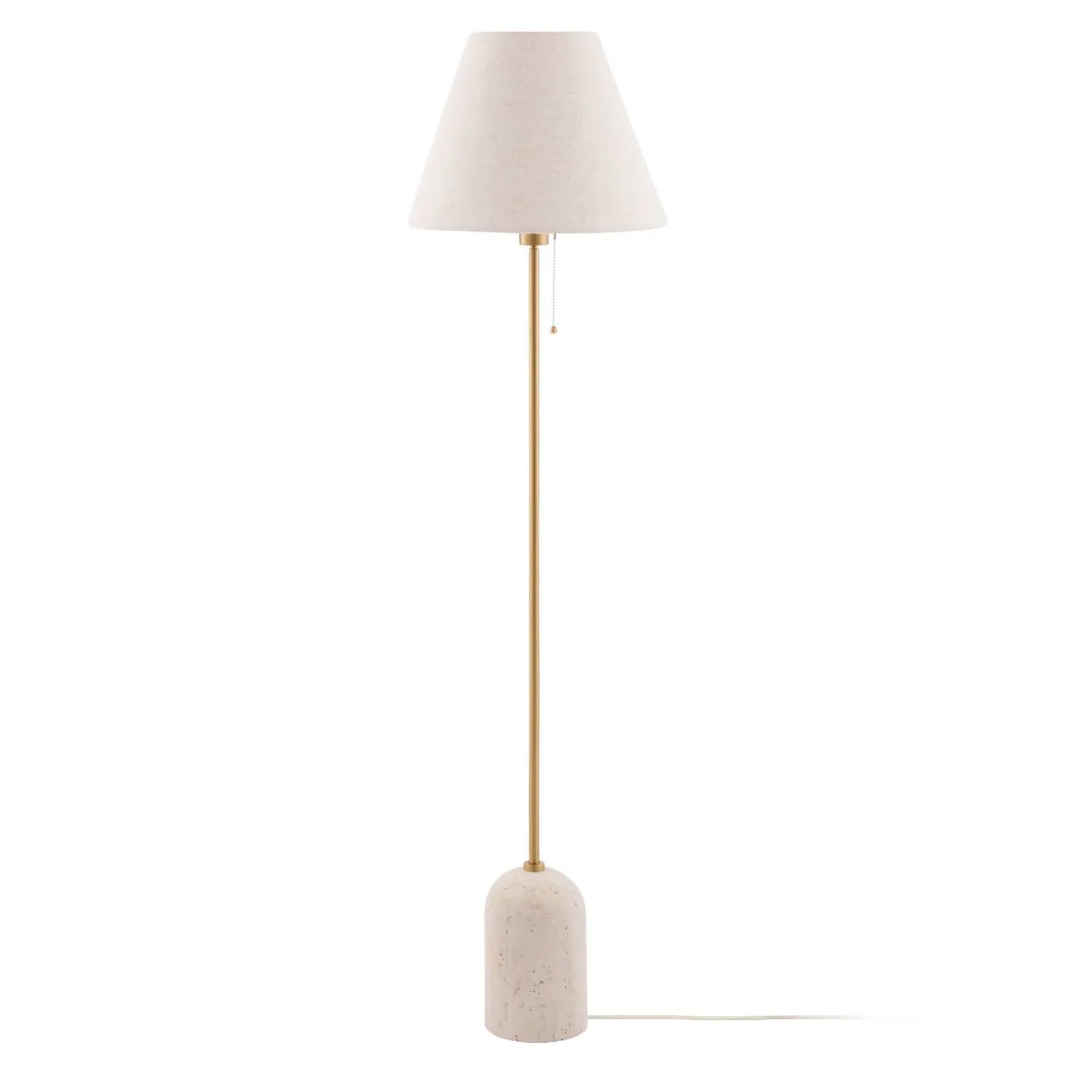 Lámpara de pie Gino de Globen Lighting, base de travertino, beige, 145 cm