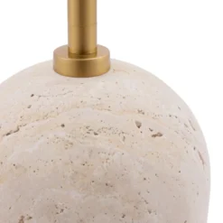 Lámpara de pie Gino de Globen Lighting, base de travertino, beige, 145 cm