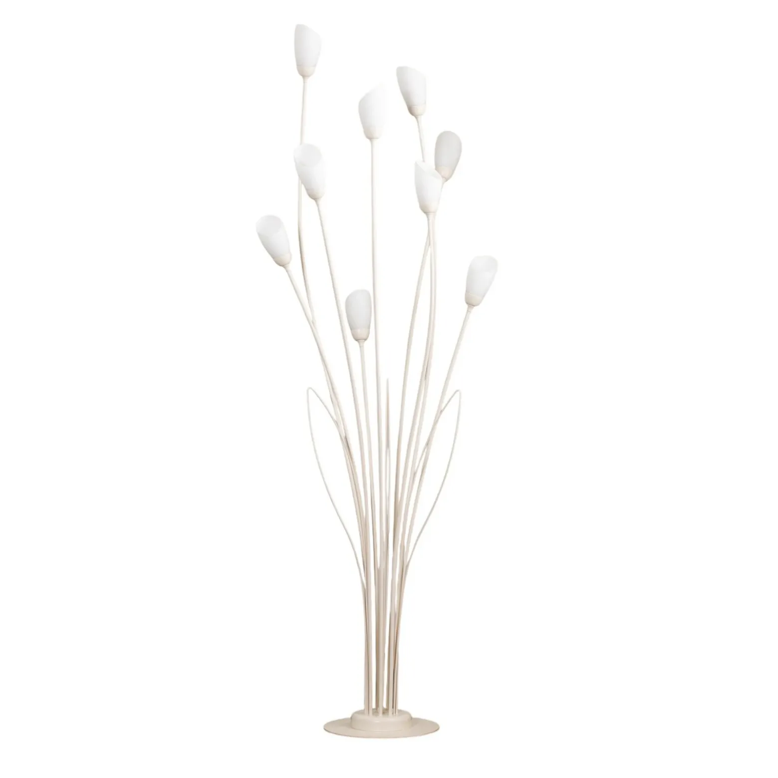Lámpara de pie Gloriosa, crema, cristal, 9 luces