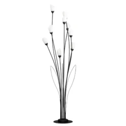 Lámpara de pie Gloriosa, negro, cristal, 9 luces