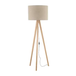Lámpara de pie Grand, beige/pino, altura 145 cm, E27