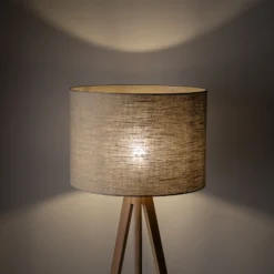 Lámpara de pie Grand, beige/pino, altura 145 cm, E27