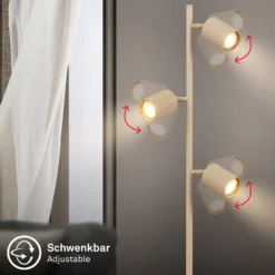 Lámpara de pie Ida, beige, 3 luces, altura 141 cm, GU10