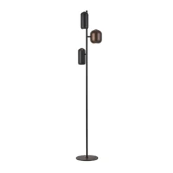 Lámpara de pie Jane, altura 147 cm, negro/marrón/verde, 3 luces.