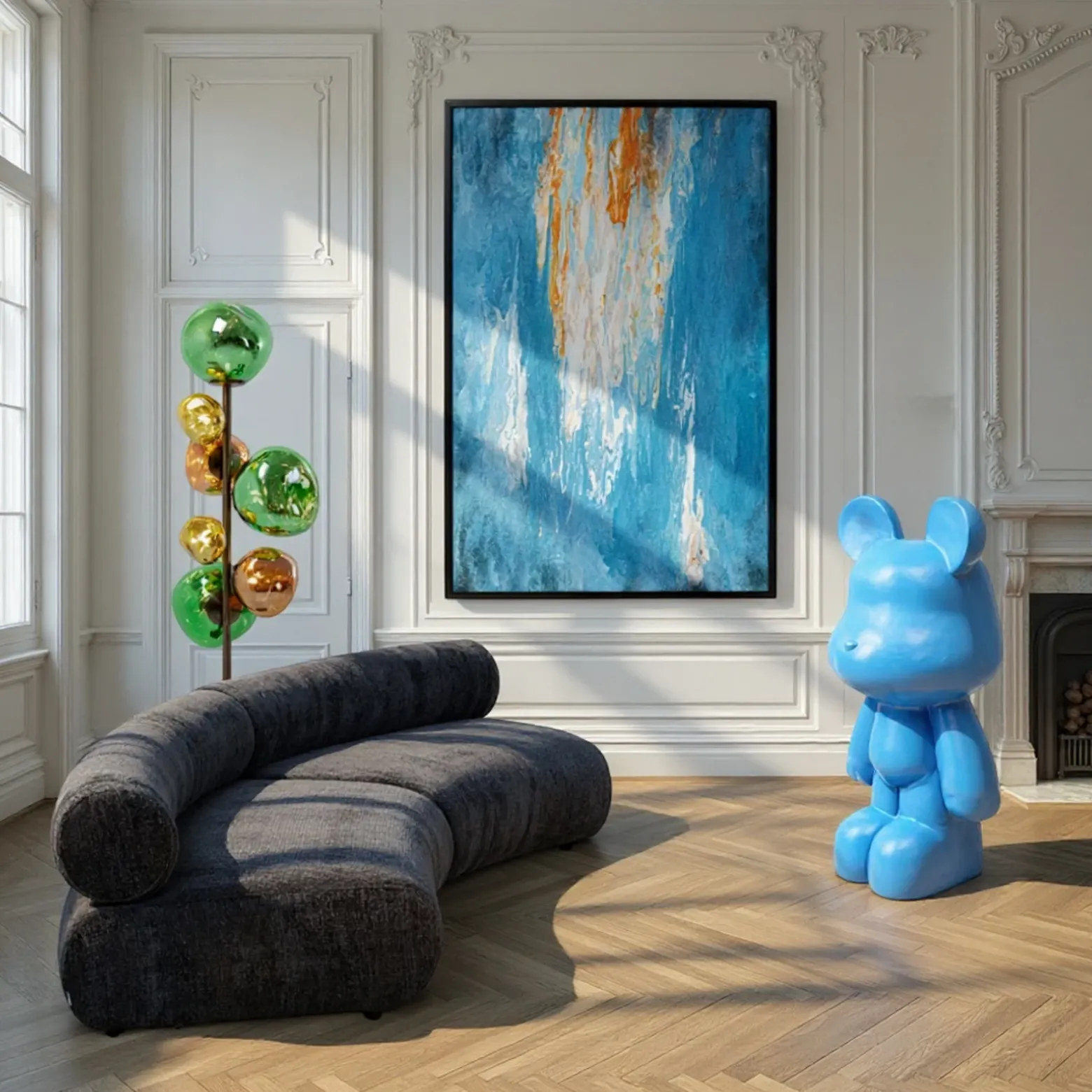 Lámpara de pie KARE «Burbuja». Multicolor, cristal, 168 cm, 7 luces.