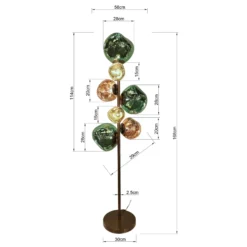 Lámpara de pie KARE «Burbuja». Multicolor, cristal, 168 cm, 7 luces.