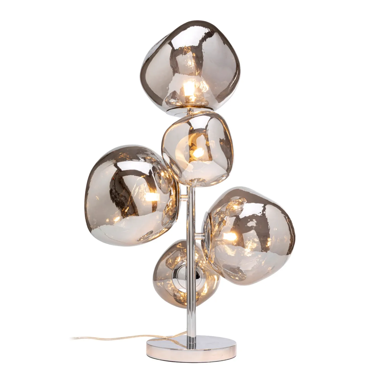 Lámpara de pie KARE «Burbuja», plateada, cristal, acero, 67 cm