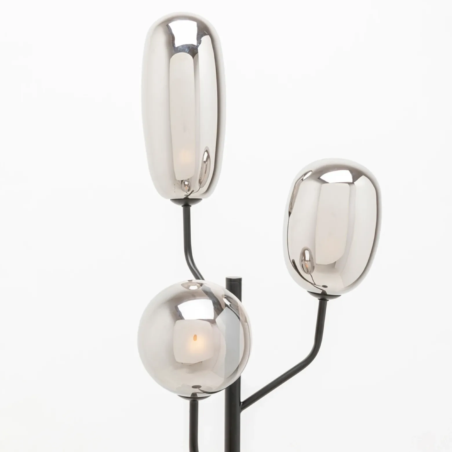 Lámpara de pie KARE Columbo, negra, de cristal, 3 luces, G9, 164 cm