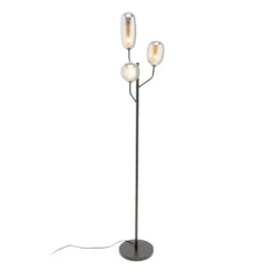 Lámpara de pie KARE Columbo, negra, de cristal, 3 luces, G9, 164 cm