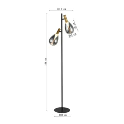 Lámpara de pie KARE Fari, gris, cristal, altura 164 cm, 2 luces, G9