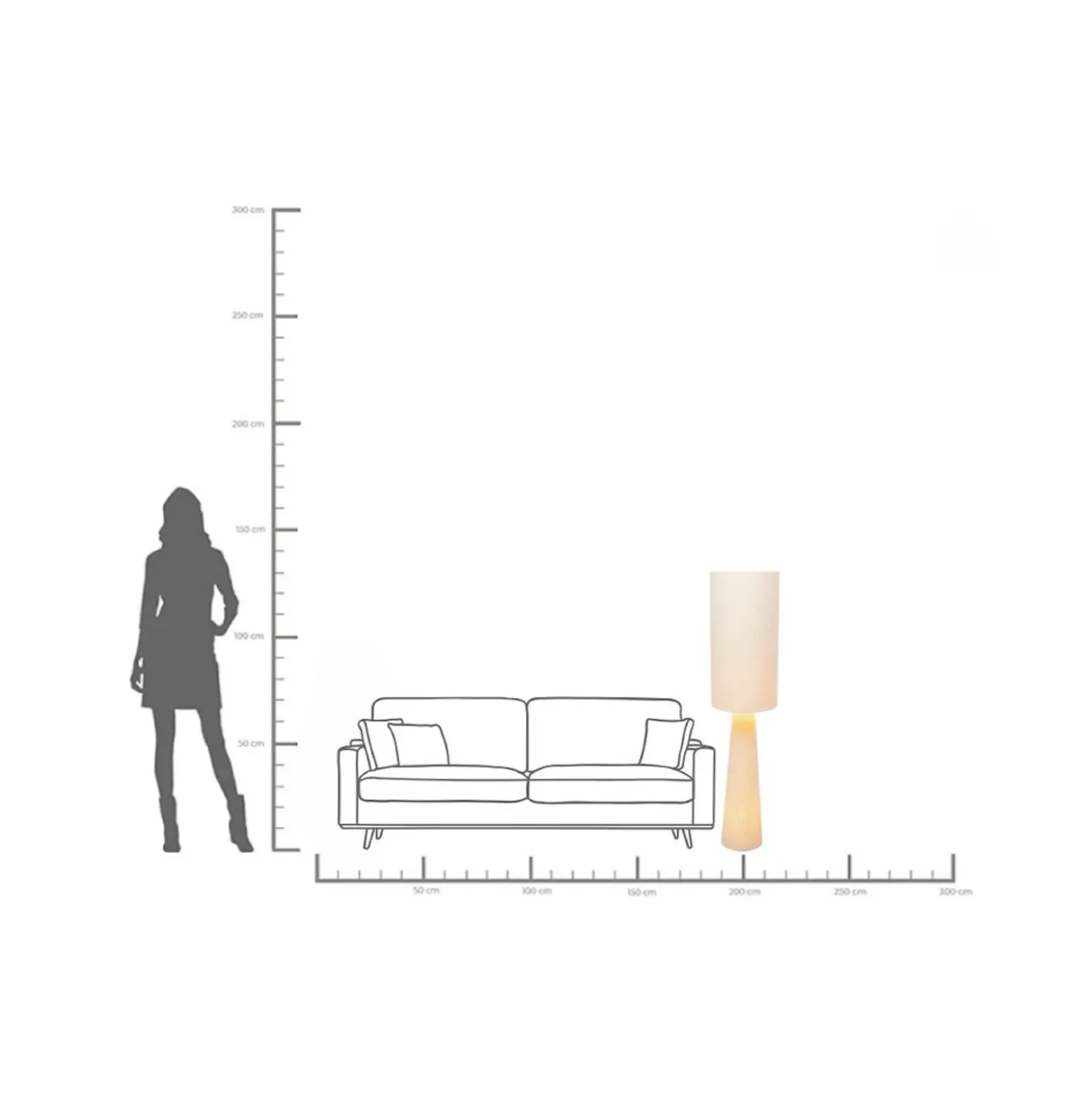 Lámpara de pie KARE Marleen, beige, lino, 130 cm, E27