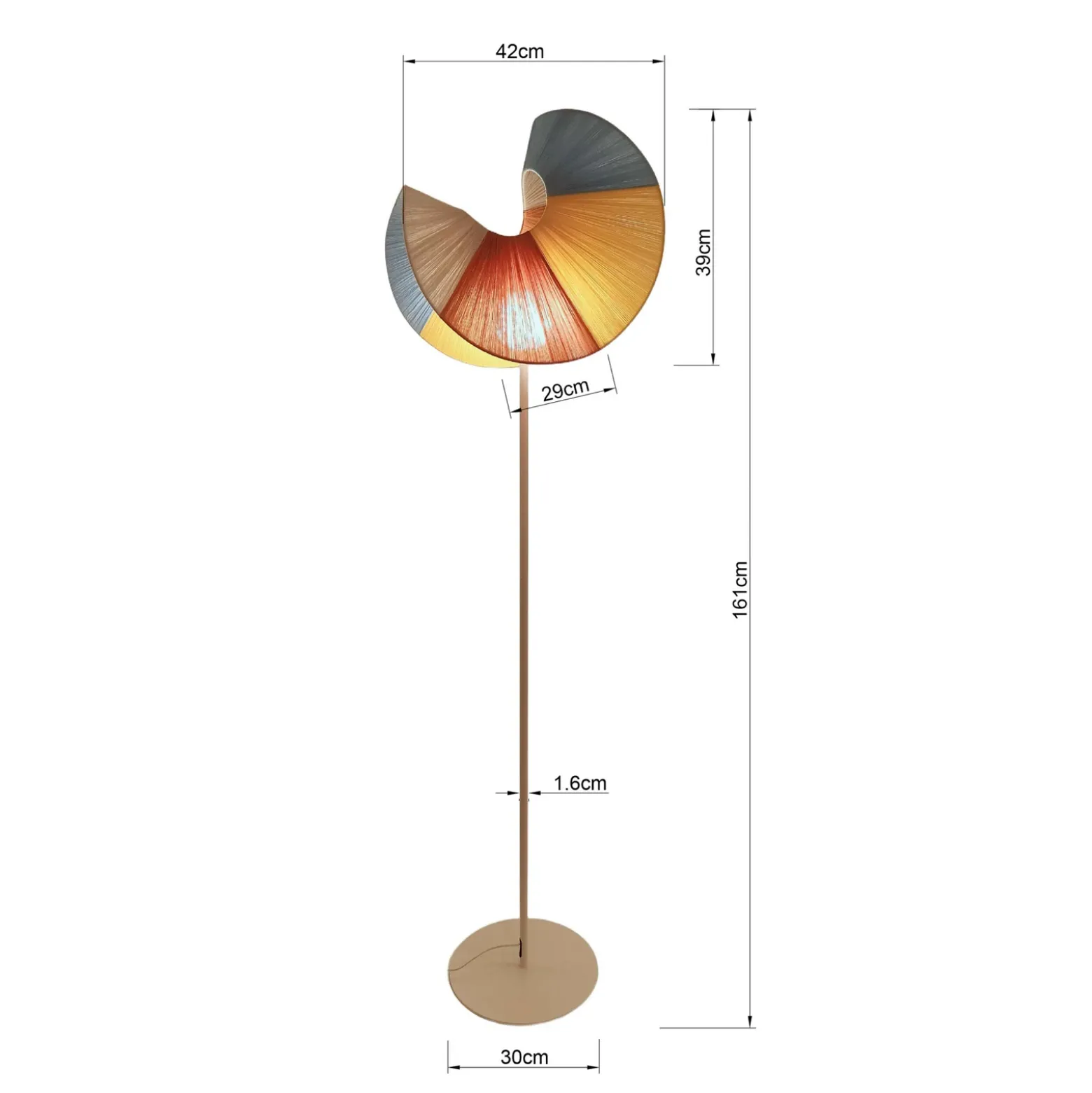 Lámpara de pie KARE Sella, beige, acero/algodón, 161 cm, G9