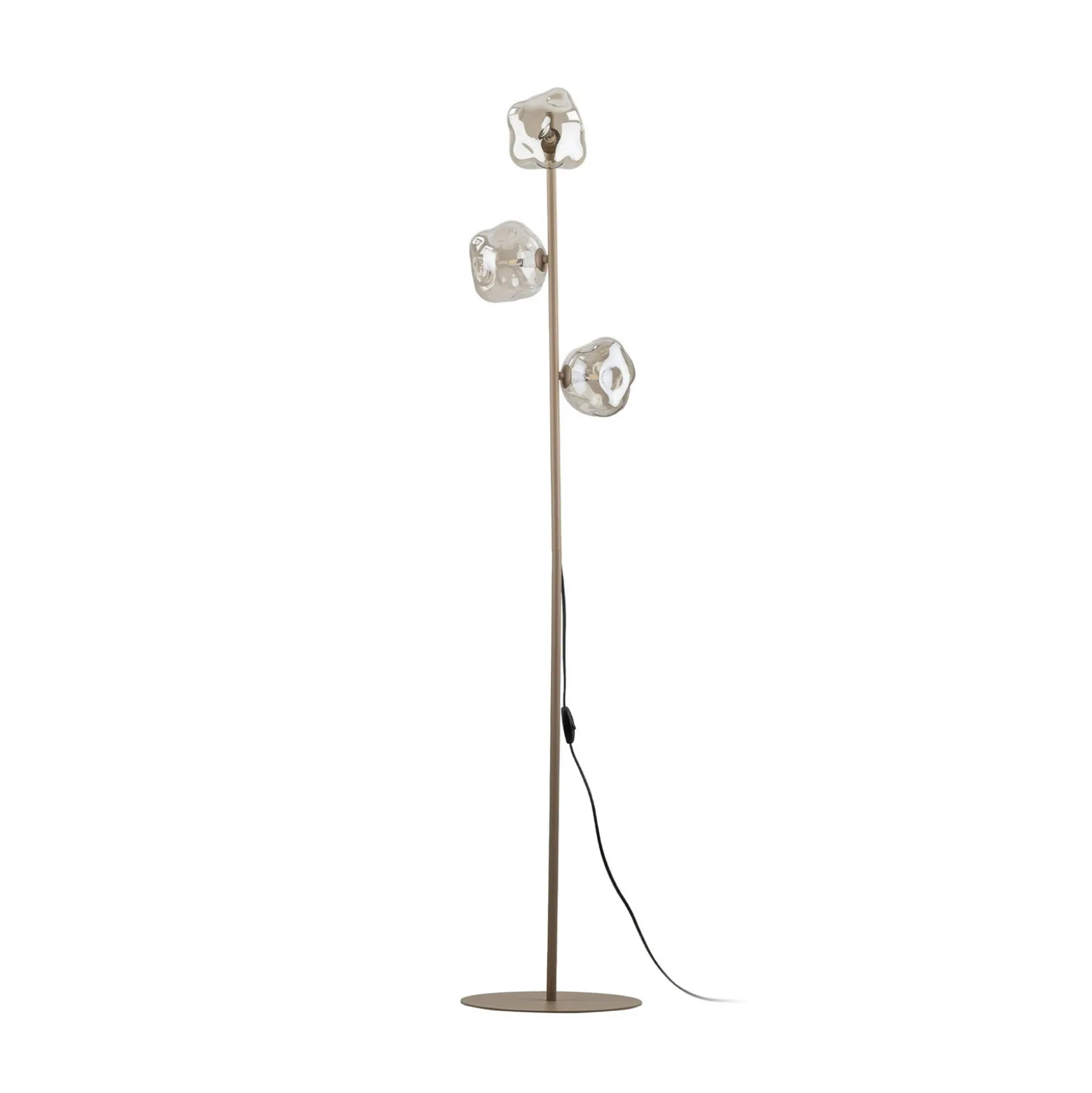 Lámpara de pie Lava, arena/coñac, cristal, 151 cm, 3 luces, G9