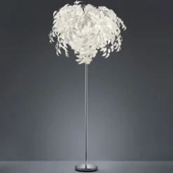Lámpara de pie Leavy, altura 180 cm, cromo/blanco, metal/plástico