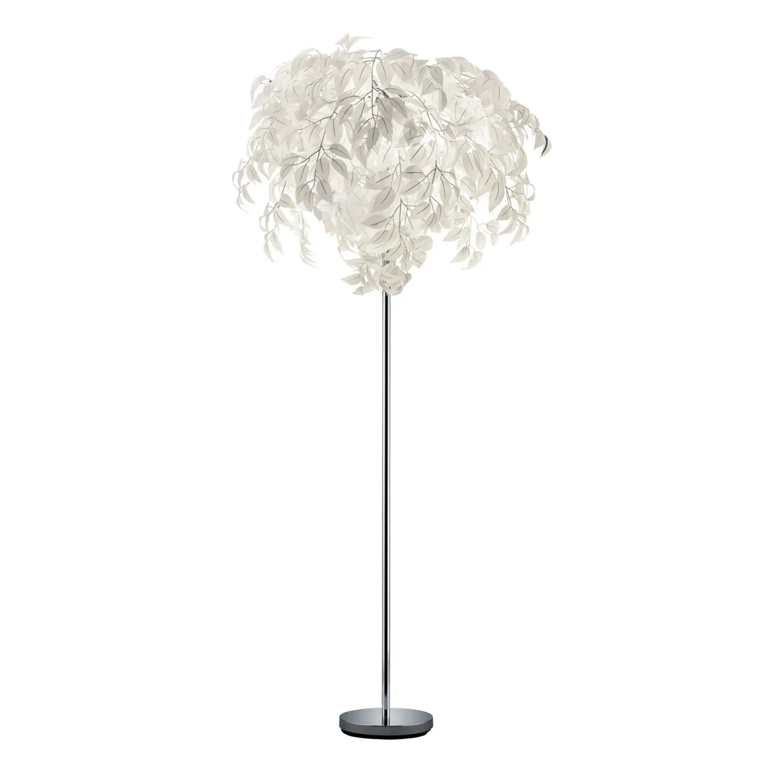 Lámpara de pie Leavy, altura 180 cm, cromo/blanco, metal/plástico