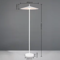 Lámpara de pie LED Amalo, blanco mate, altura 145 cm, metal, CCT