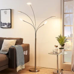 Lámpara de pie LED Anea de Lindby, 179 cm, 5 luces, color níquel