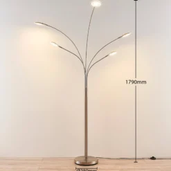 Lámpara de pie LED Anea de Lindby, 179 cm, 5 luces, color níquel