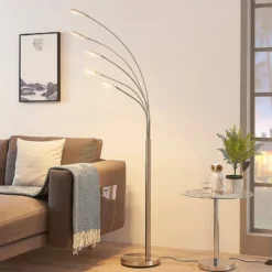 Lámpara de pie LED Anea de Lindby, 179 cm, 5 luces, color níquel
