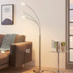 Lámpara de pie LED Anea de Lindby, 167 cm, 3 luces, color níquel