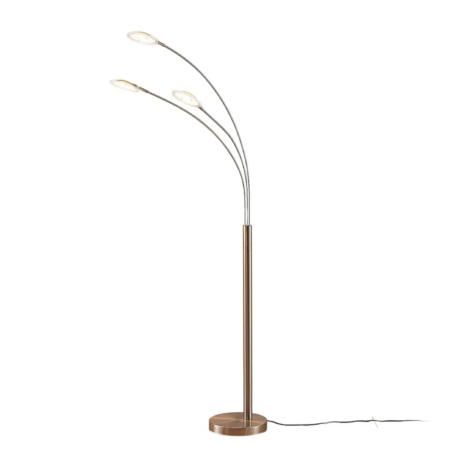 Lámpara de pie LED Anea de Lindby, 167 cm, 3 luces, color níquel