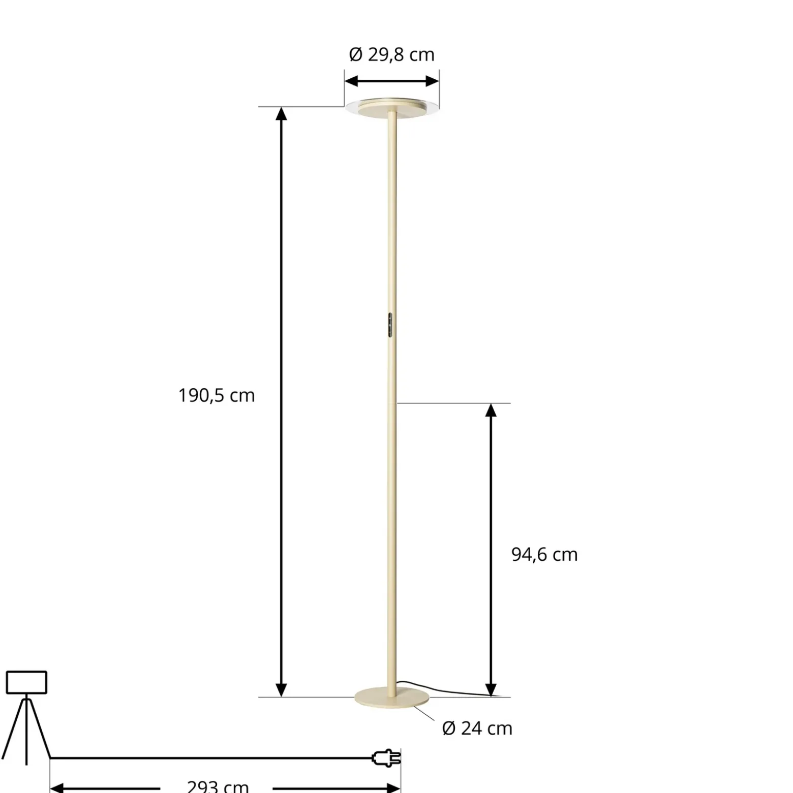Lámpara de pie LED Arcchio Frile, color beige, altura 190 cm, atenuable