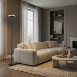 Lámpara de pie LED Arcchio Frile, negra, altura 190 cm, atenuable