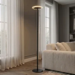 Lámpara de pie LED Arcchio Frile, negra, altura 190 cm, atenuable