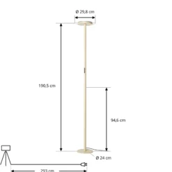Lámpara de pie LED Arcchio Frile, color beige, altura 190 cm, atenuable