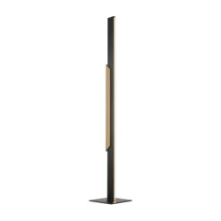 Lámpara de pie LED Arcus, negro/marrón, altura 126 cm, metal/madera