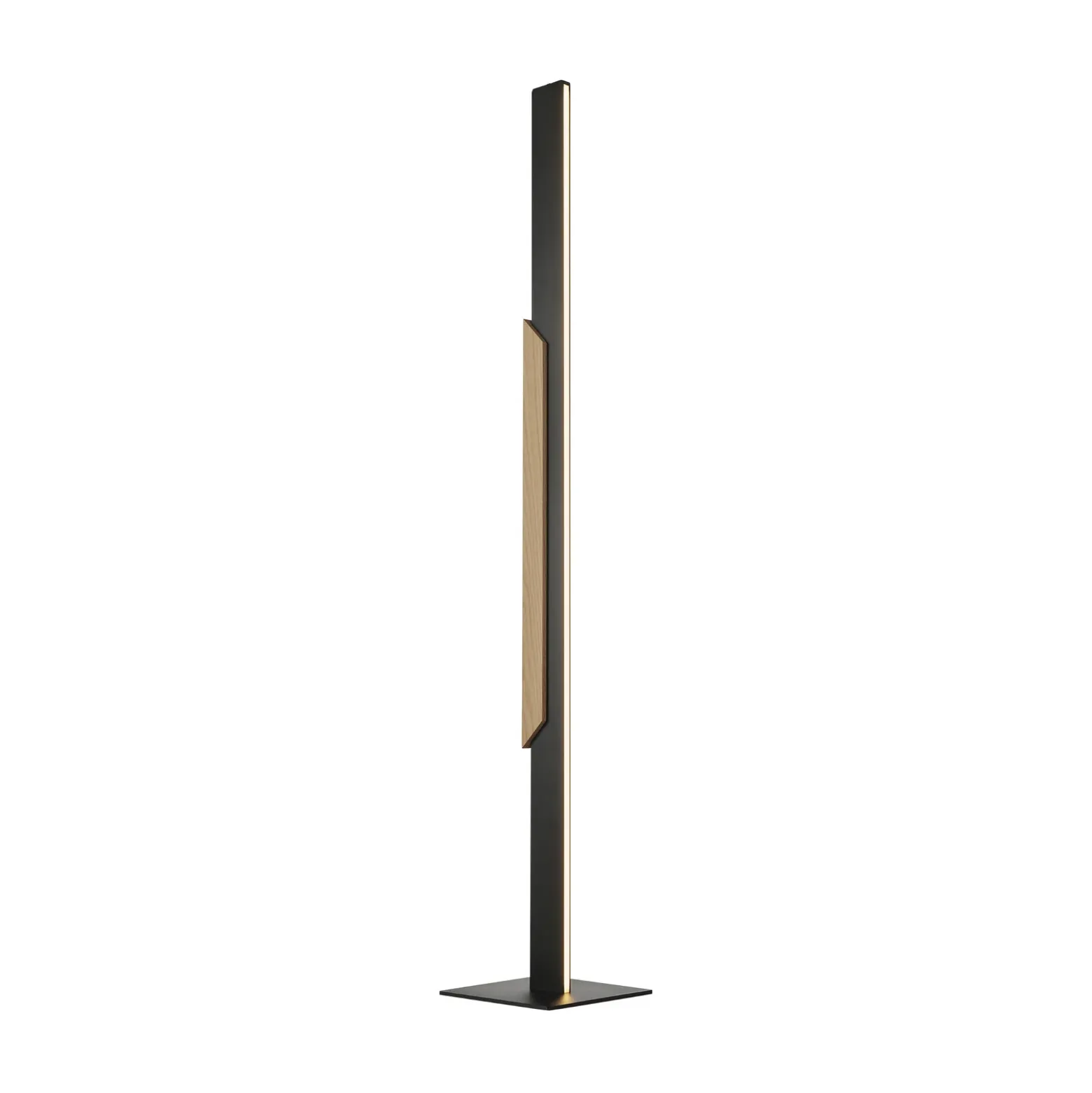 Lámpara de pie LED Arcus, negro/marrón, altura 126 cm, metal/madera