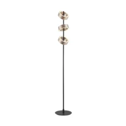 Lámpara de pie LED Axion, negra/marrón, altura 150 cm, CCT, atenuable.