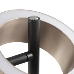 Lámpara de pie LED Axion, negra/marrón, altura 150 cm, CCT, atenuable.