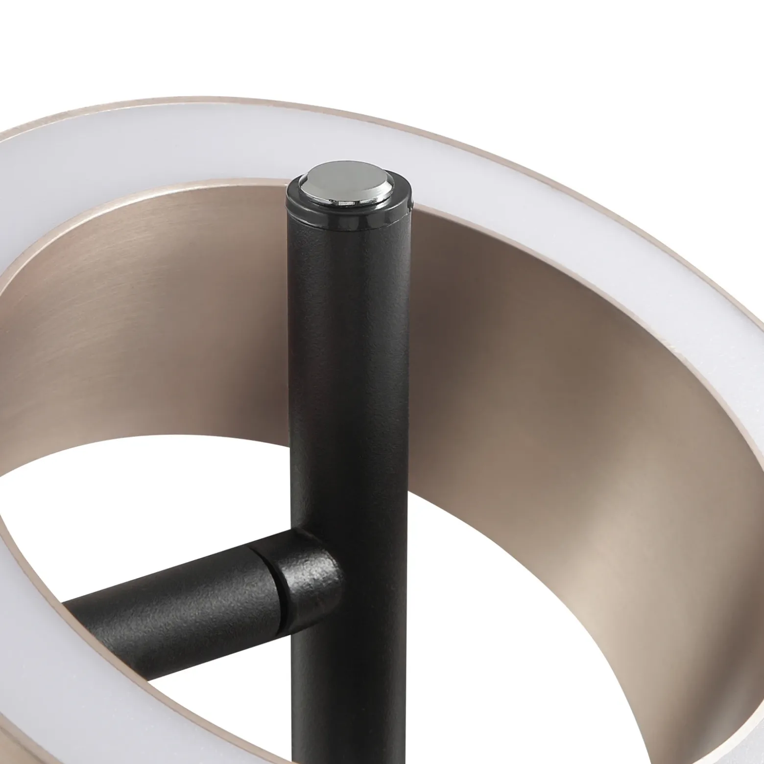Lámpara de pie LED Axion, negra/marrón, altura 150 cm, CCT, atenuable.