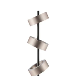 Lámpara de pie LED Axion, negra/marrón, altura 150 cm, CCT, atenuable.