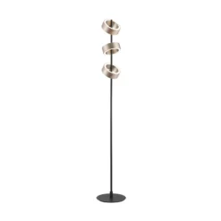 Lámpara de pie LED Axion, negra/marrón, altura 150 cm, CCT, atenuable.