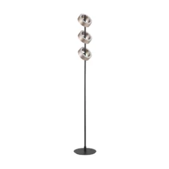 Lámpara de pie LED Axion, negra/marrón, altura 150 cm, CCT, atenuable.