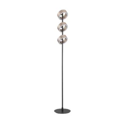 Lámpara de pie LED Axion, negra/marrón, altura 150 cm, CCT, atenuable.
