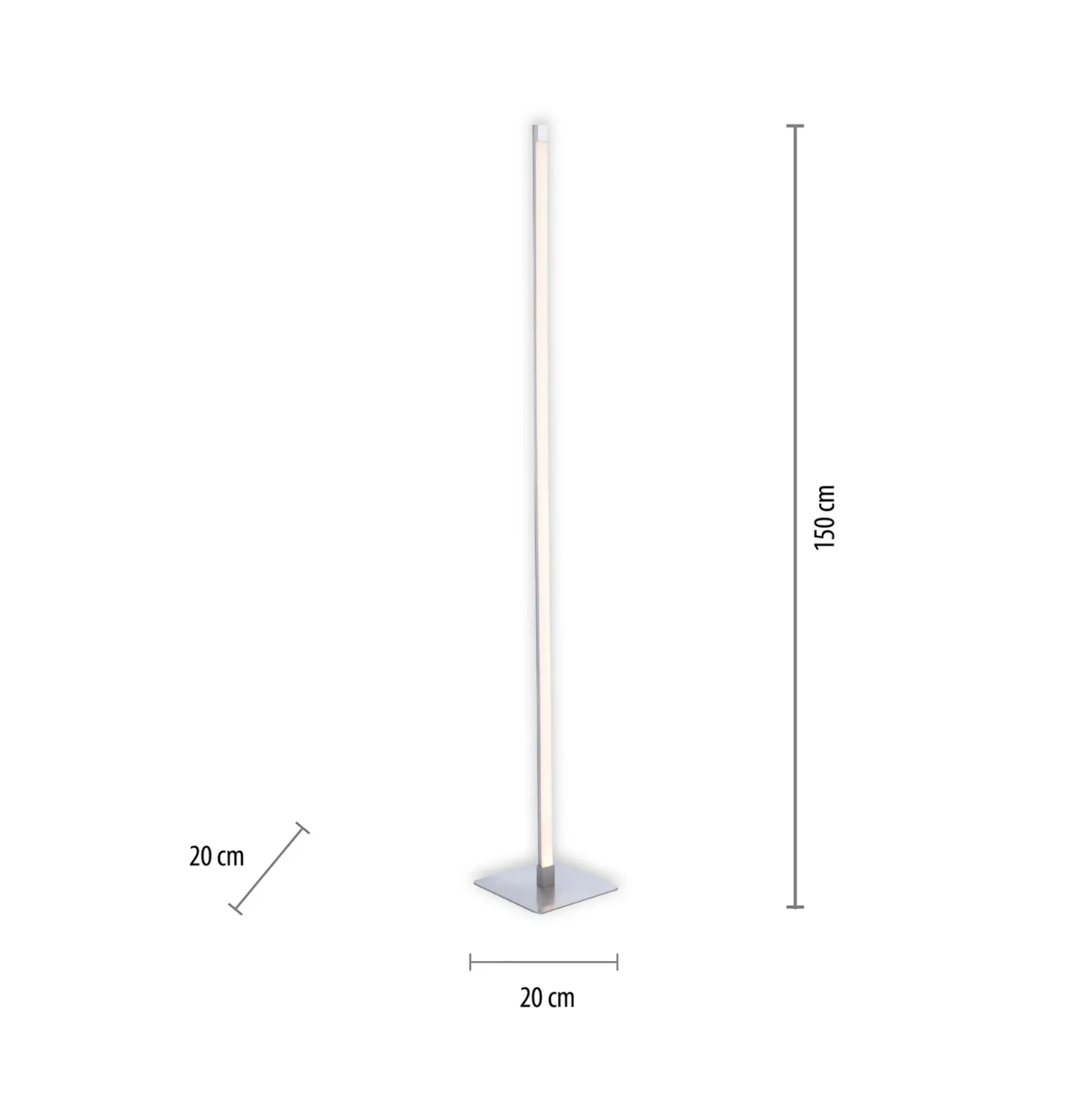 Lámpara de pie LED Bella, recta, base angular, acero