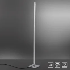 Lámpara de pie LED Bella, recta, base angular, acero