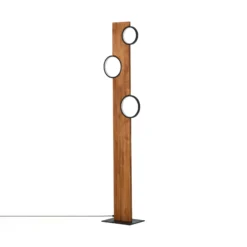 Lámpara de pie LED Cheesy de madera, 3 luces