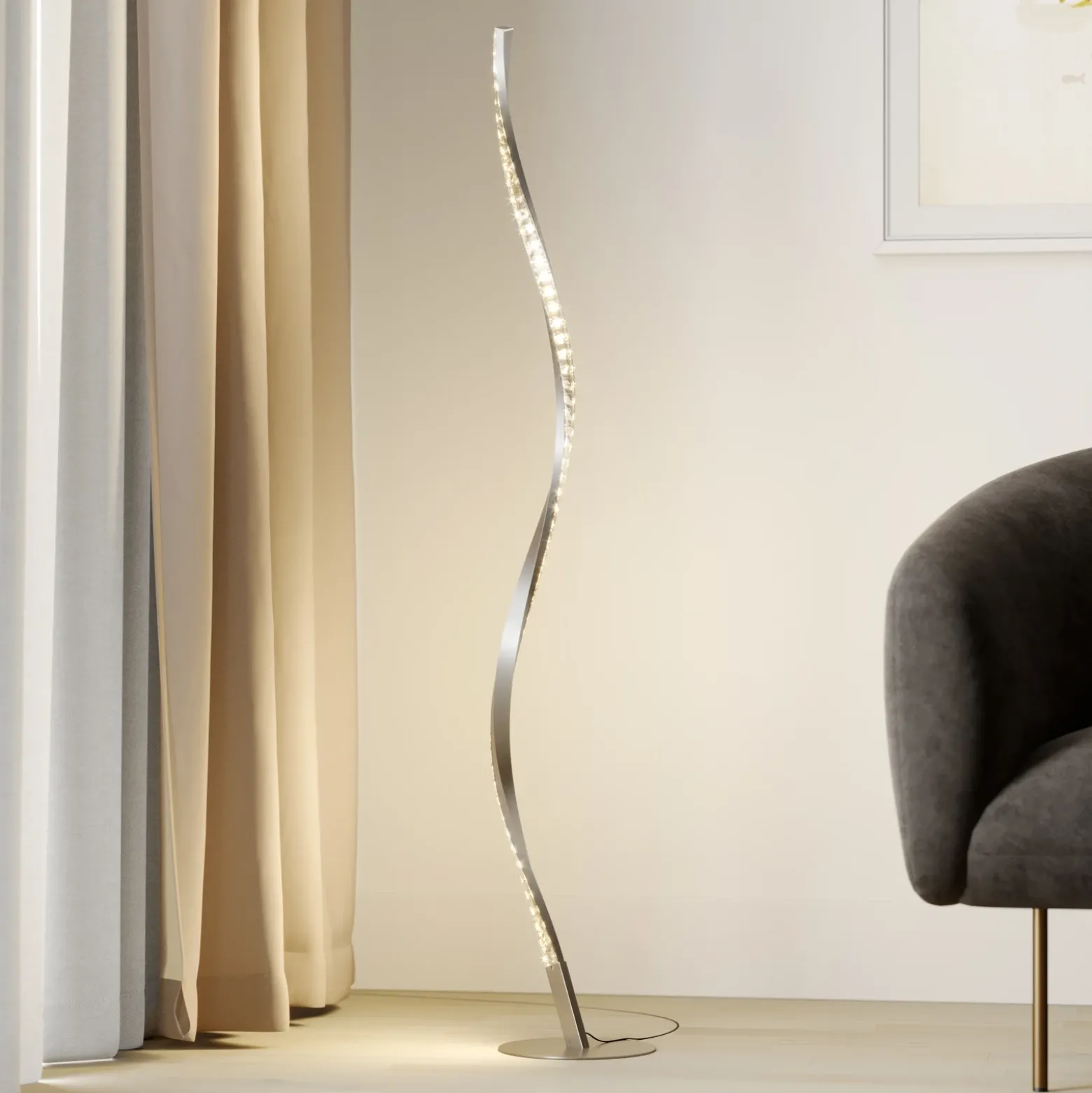 Lámpara de pie LED Criostal de Lindby, RGBW, atenuable, control remoto