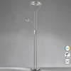 Lámpara de pie LED Davos, color níquel, altura 180 cm, 2 luces, CCT