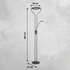 Lámpara de pie LED Davos, negro, altura 180 cm, 2 luces, CCT