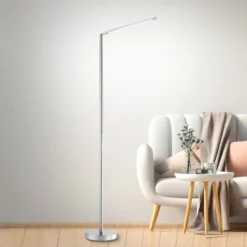 Lámpara de pie LED Dawda con atenuador, acero