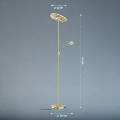 Lámpara de pie LED Dent, color latón, 180 cm, CCT, 2 luces