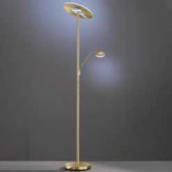 Lámpara de pie LED Dent, color latón, 180 cm, CCT, 2 luces
