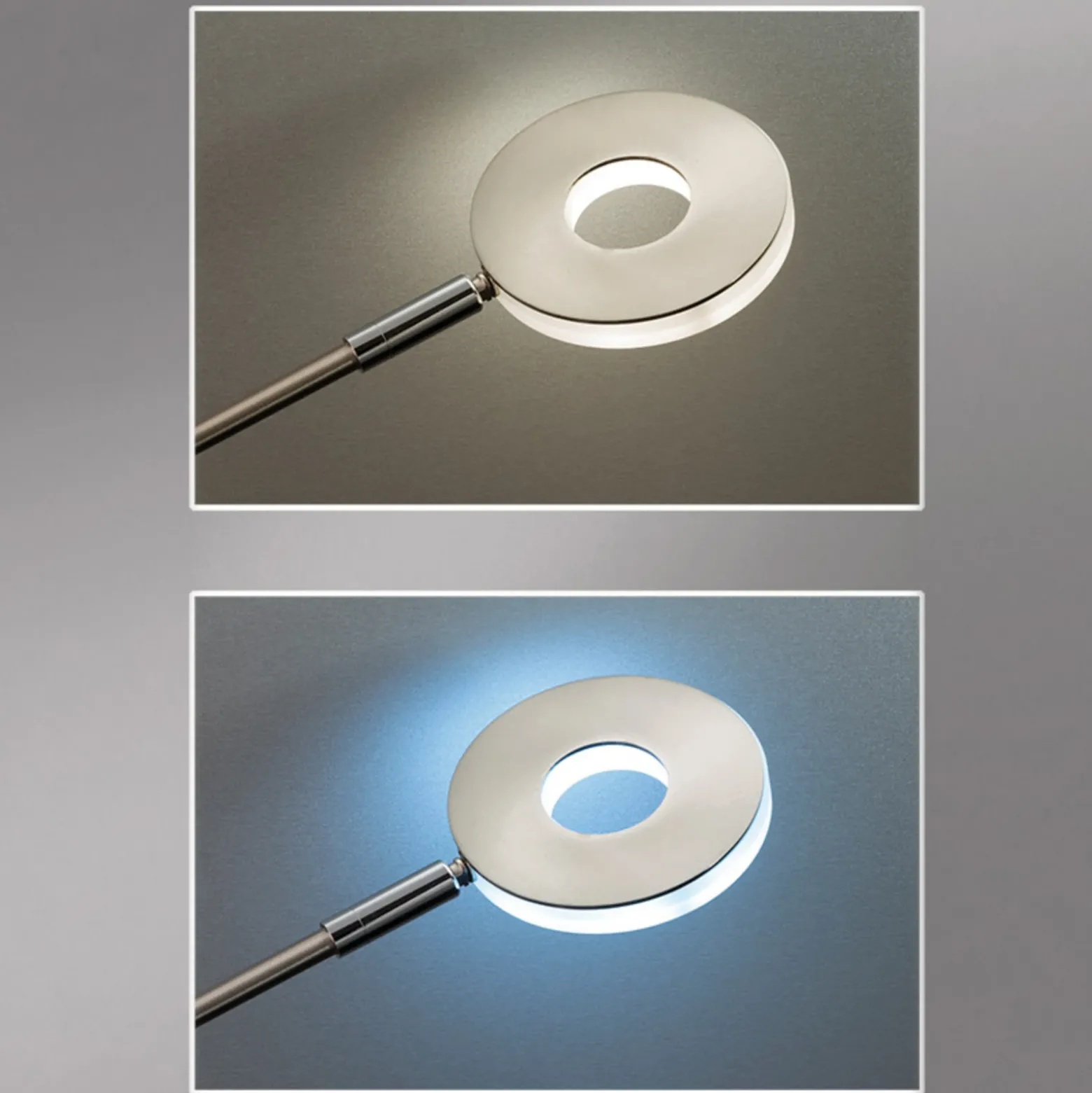 Lámpara de pie LED Dent, color níquel, 180 cm, CCT, 2 luces