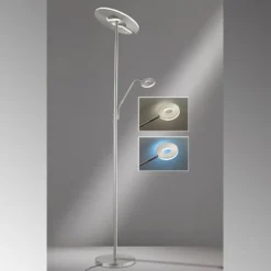 Lámpara de pie LED Dent, color níquel, 180 cm, CCT, 2 luces