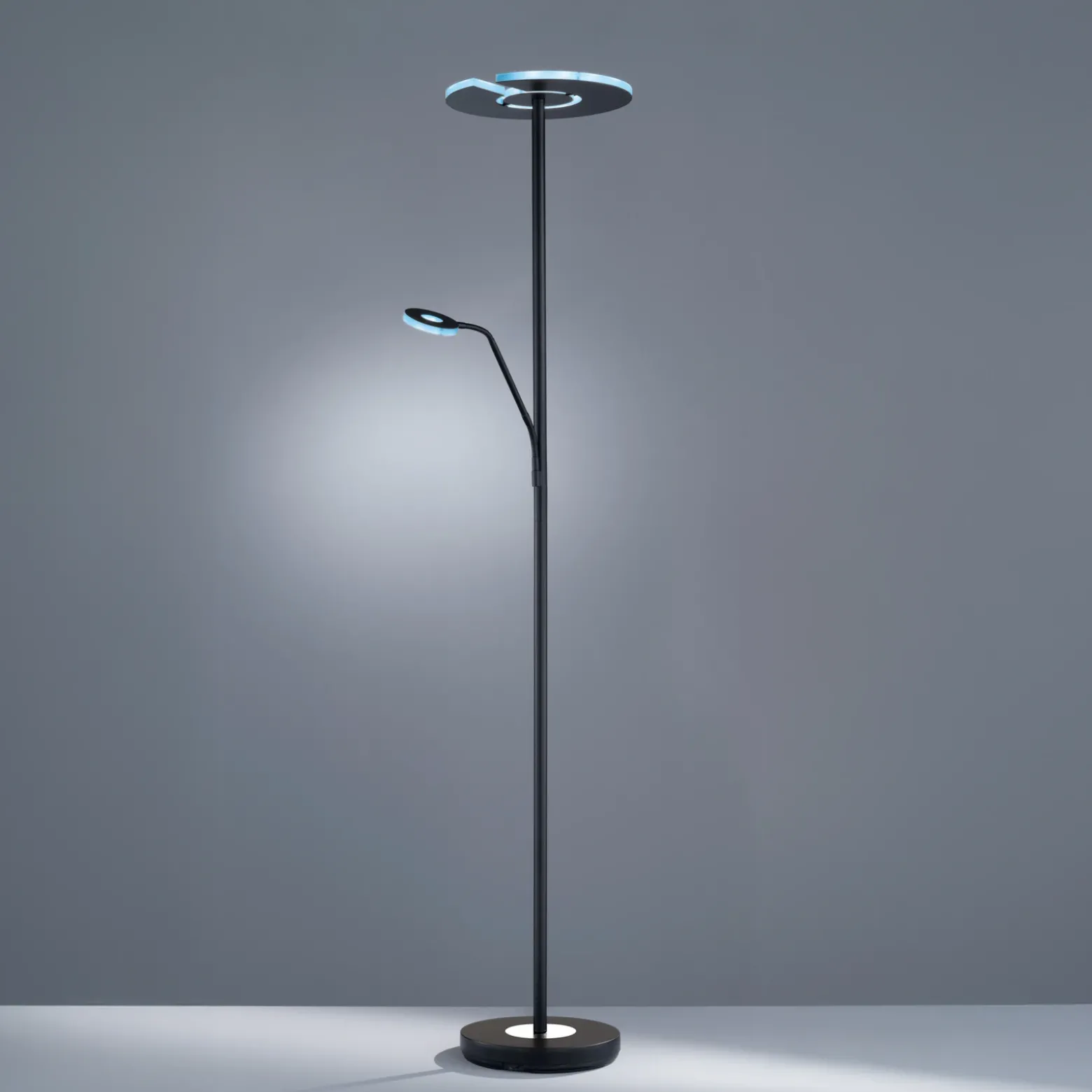 Lámpara de pie LED Dent, negra, 180 cm, CCT, 2 luces